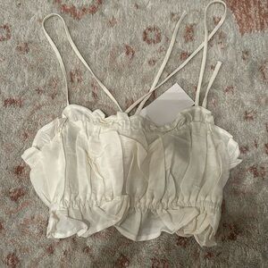 H&M white linen top
